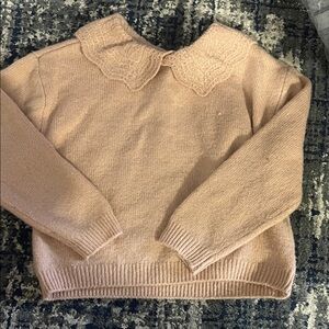 Kids size 4 light Pink Sweater with Lace Collar